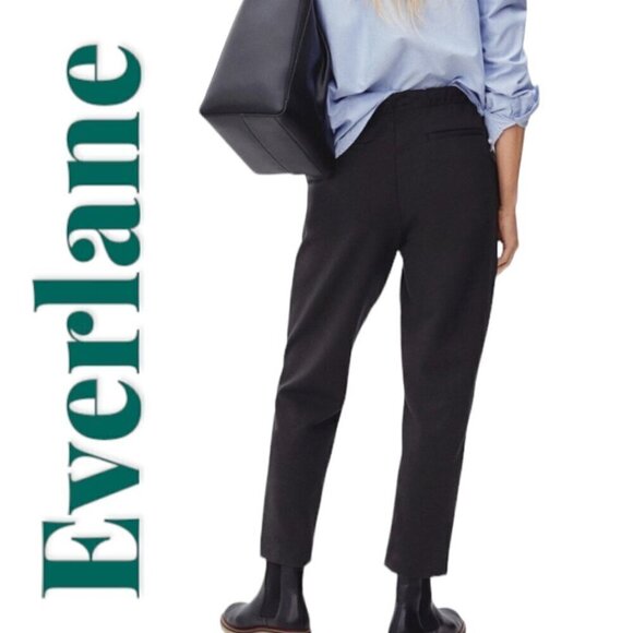 EVERLANE The Dream Pant Stretchy Straight Leg Front Seam Pockets Pull On Black, - Picture 9 of 12